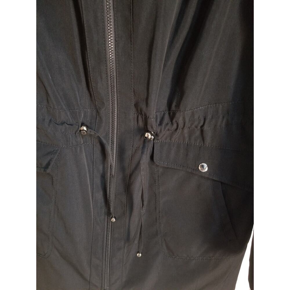 Women's Liz Claiborne Hooded Winter Coat Large Black Full Zip - Picture 5 of 11